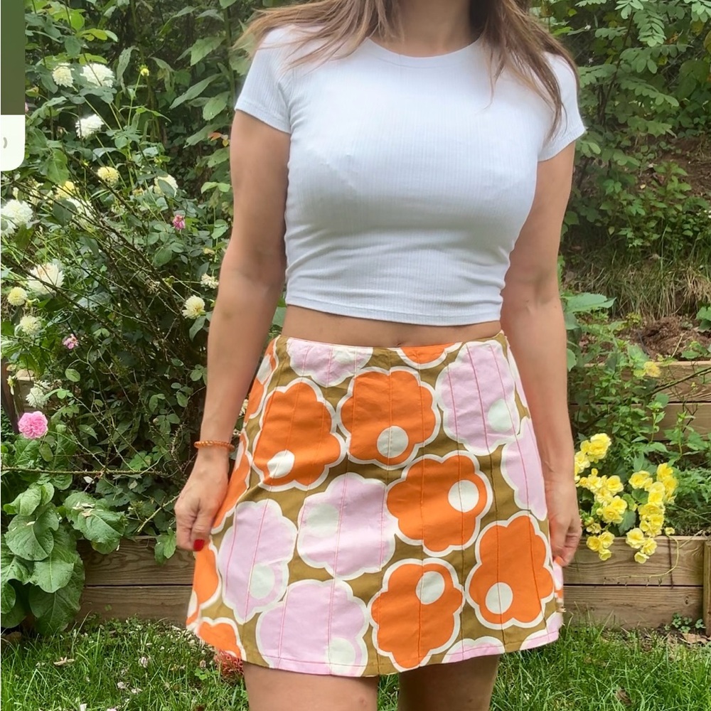 Reworked Y2K Floral Cotton Mod Mini Skirt
